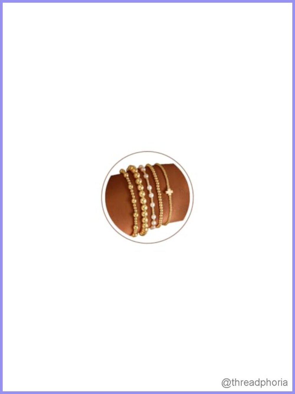14k Gold Plated Pearl Cross Beaded Bracelet Set Stackable Elastic Women